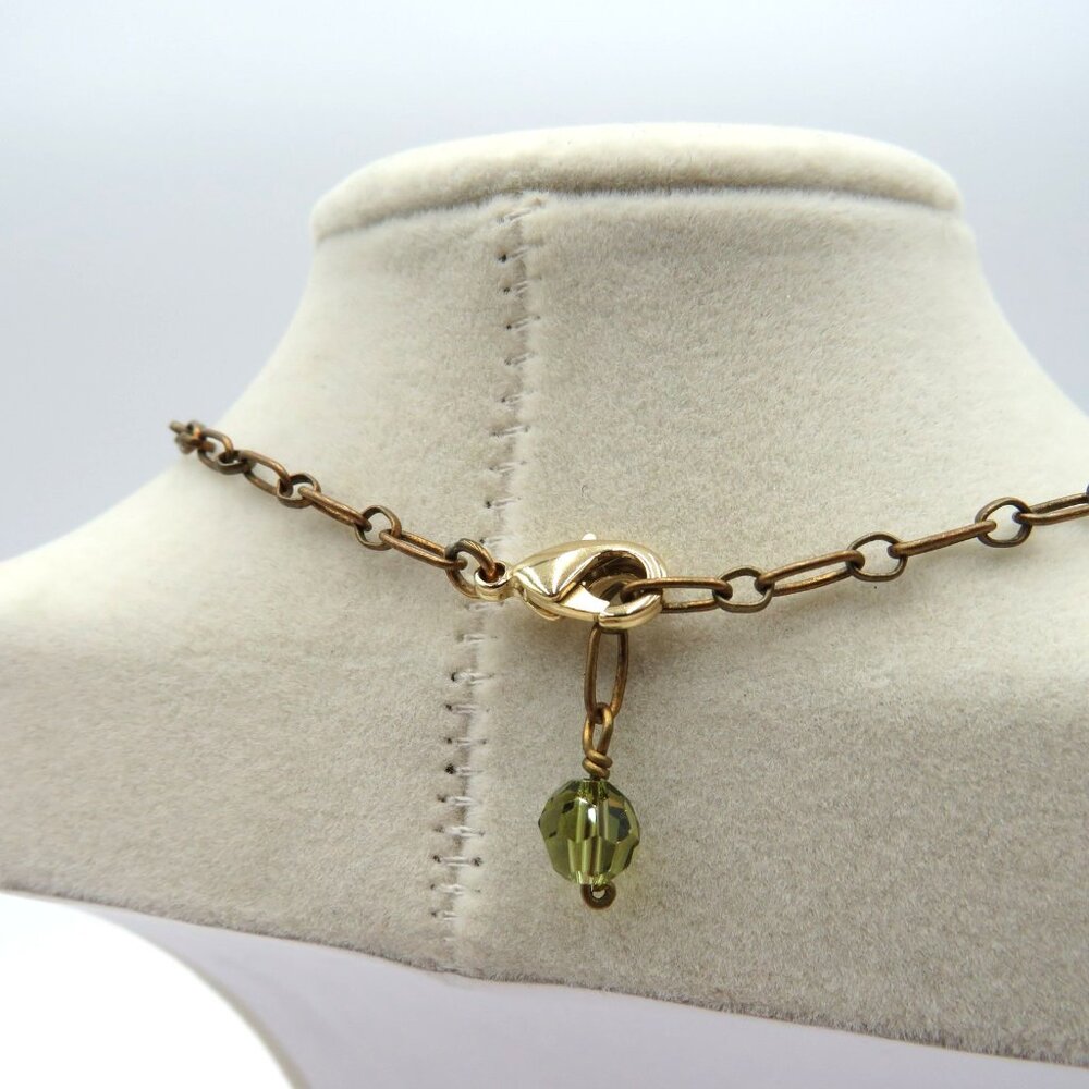 Vintage Handmade Artisan‎ Necklace Jasper Gemstone Brass Chain Dangle Pendant - Picture 6 of 6